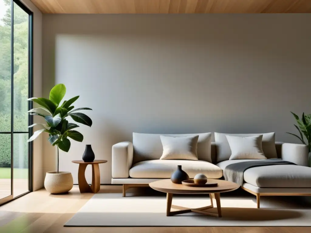 Espacio sereno y minimalista con armonía y minimalismo en diseño Feng Shui