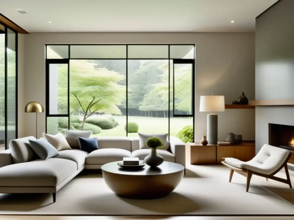 Espacio sereno y minimalista con armonía y minimalismo en diseño Feng Shui