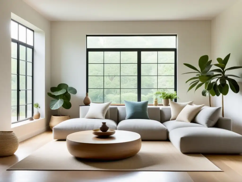 Un espacio sereno y minimalista con diseño de espacios serenos con Feng Shui