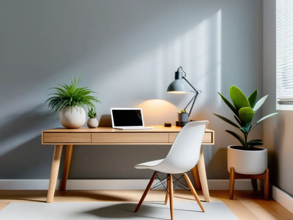 Espacio sereno con mobiliario minimalista, luz natural y elementos decorativos