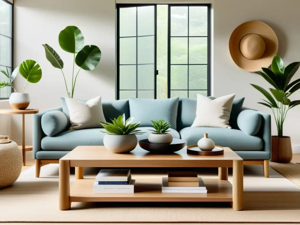 Espacio sereno con decoración sostenible y elementos de Feng Shui en reciclaje sostenible