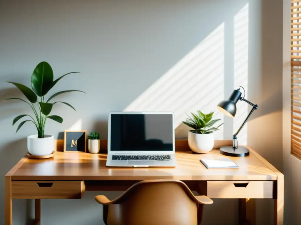 Un espacio de trabajo armonioso y equilibrado con elementos de Feng Shui