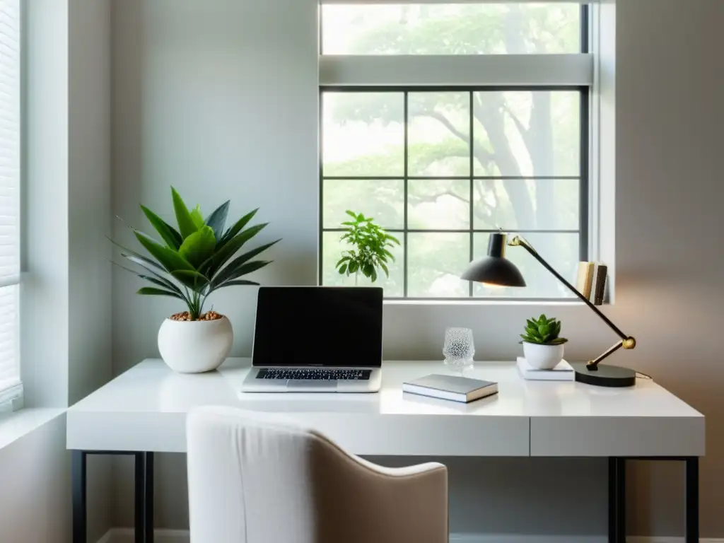 Espacio de trabajo en casa con Feng Shui para promover calma y productividad