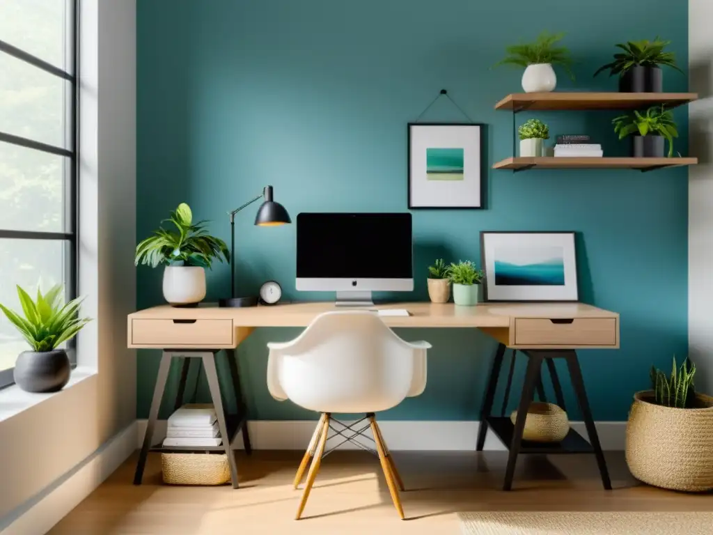 Un espacio de trabajo en casa minimalista y armonioso, con Feng Shui para teletrabajo en casa