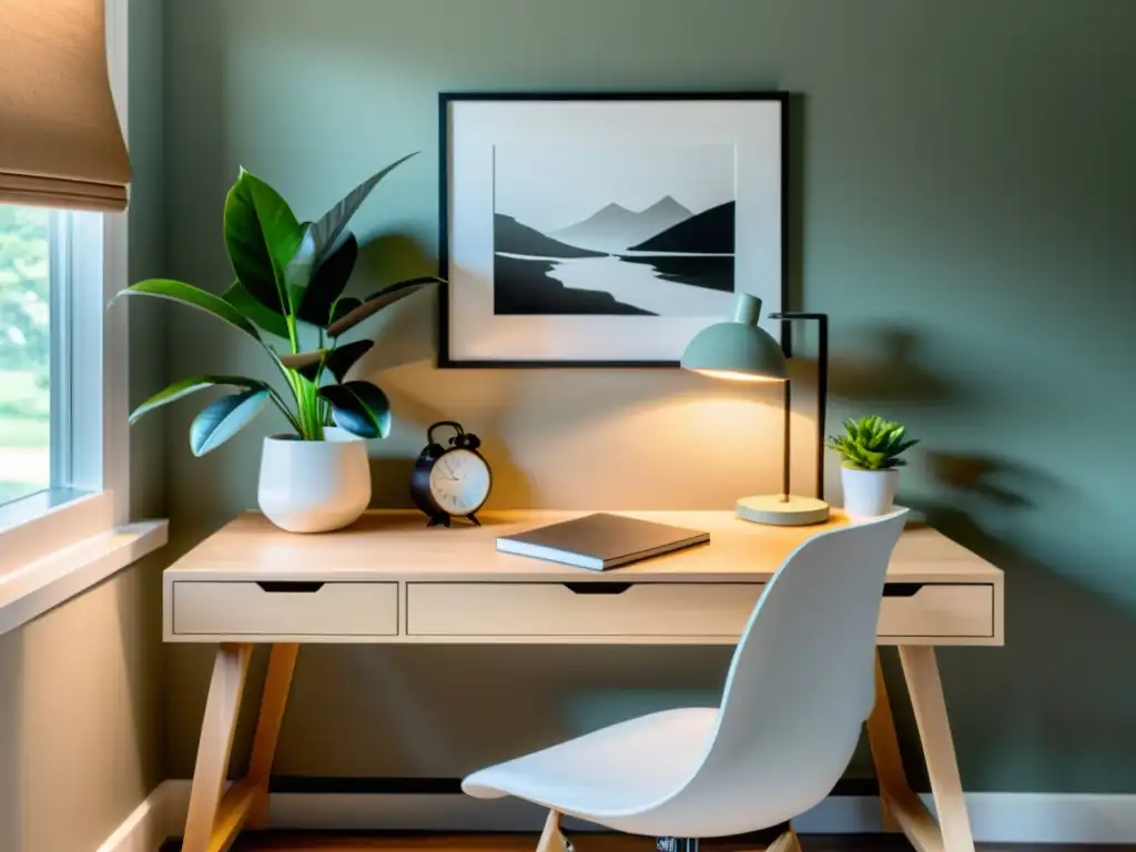 Un espacio de trabajo en casa con diseño Feng Shui para mejorar productividad y concentración