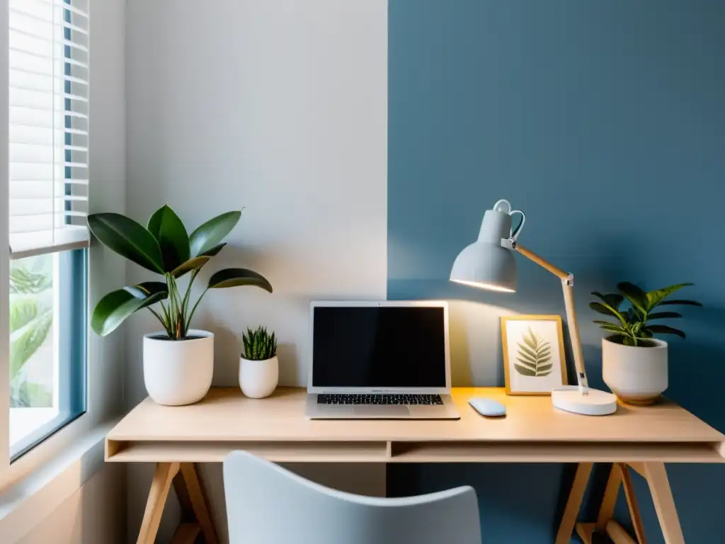 Un espacio de trabajo minimalista y armonizado según los principios del Feng Shui para armonizar espacio trabajo