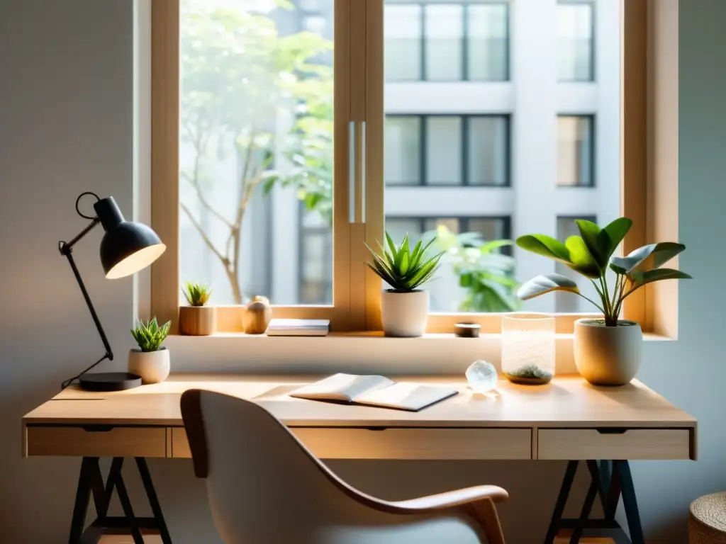 Espacio de trabajo organizado y sereno, mejora productividad con Feng Shui