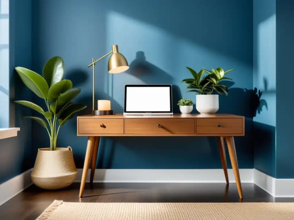 Un espacio de trabajo sereno y armonizado con decoración minimalista inspirada en el Feng Shui, mejoras despacho feng shui armonización