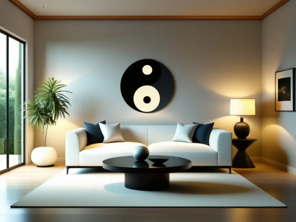 Espacio tranquilo con yin yang, equilibrio y armonía con Yin Yang en el diseño interior