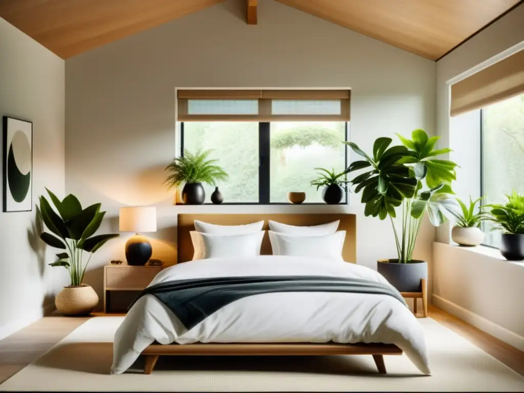 Espacio tranquilo con plantas de interior para Feng Shui, promoviendo equilibrio y amor en el ambiente