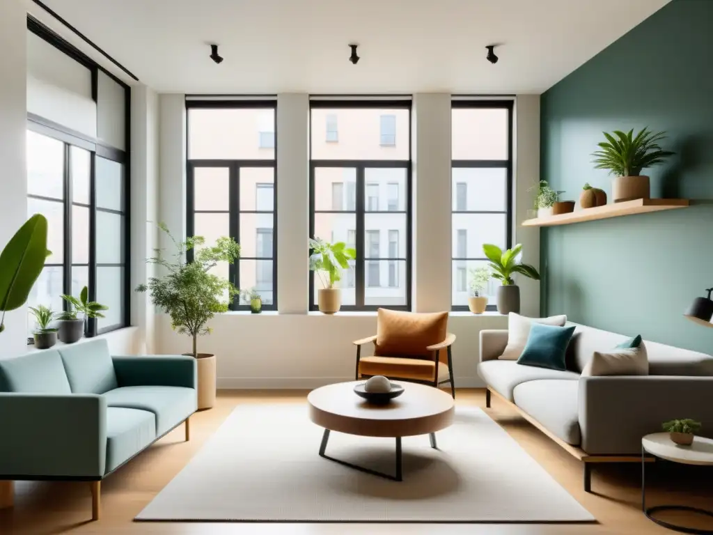 Espacio urbano reducido con diseño Feng Shui y armonía en la decoración y distribución de muebles