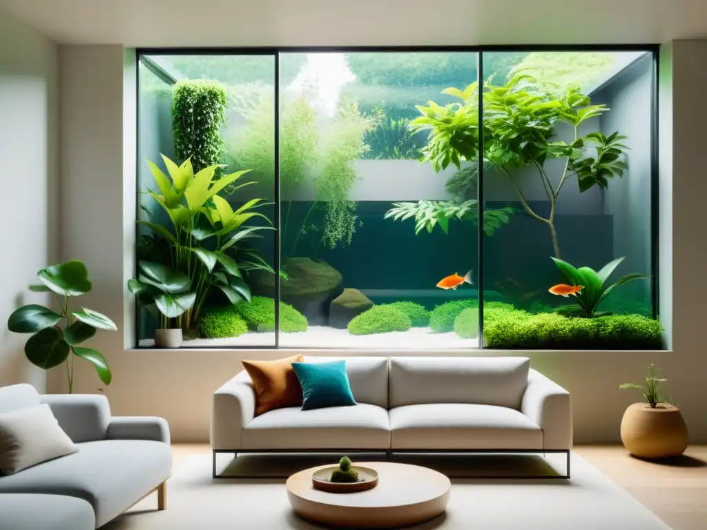 Espacio de vida sereno con limpieza energética para mascotas Feng Shui, decorado con líneas limpias, tonos neutros y tranquilidad