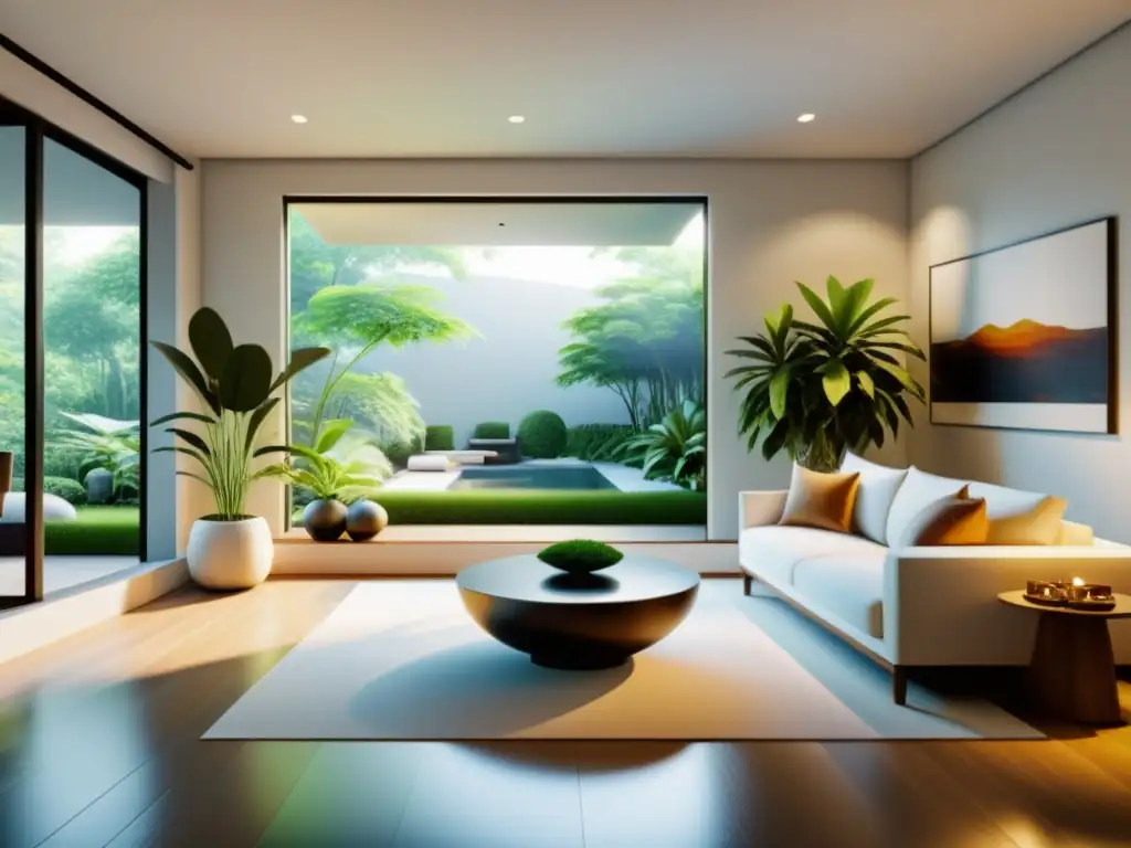 Espacio virtual sereno con diseño Feng Shui