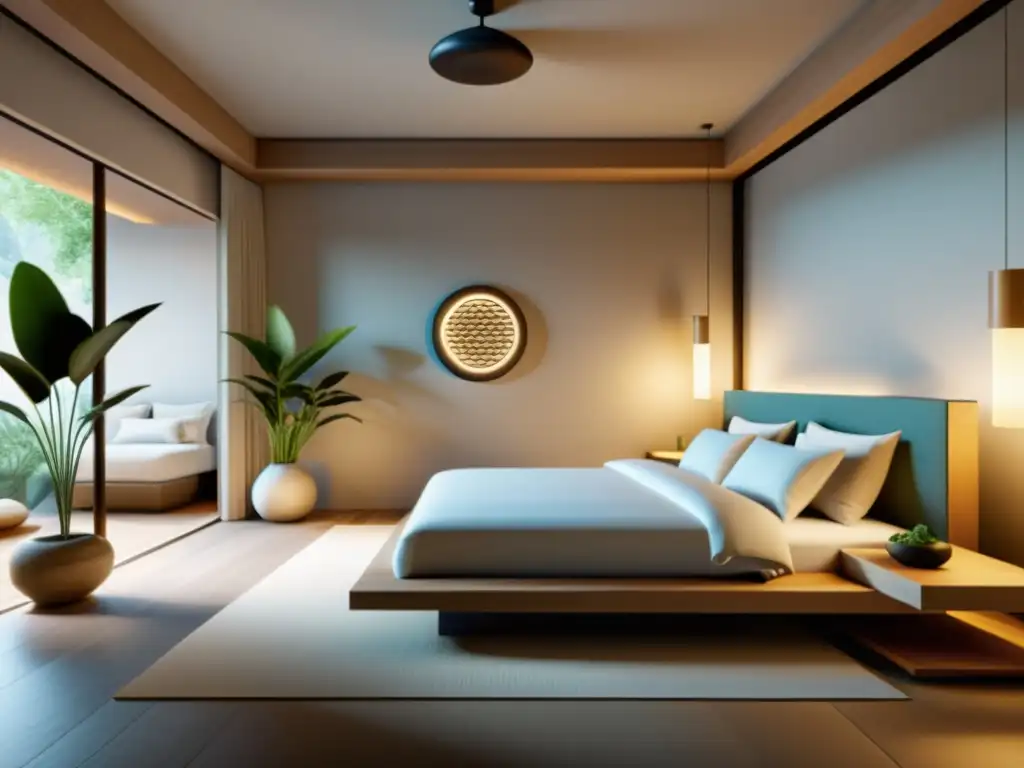 Espacio virtual tranquilo con decoración Feng Shui, armonía y equilibrio