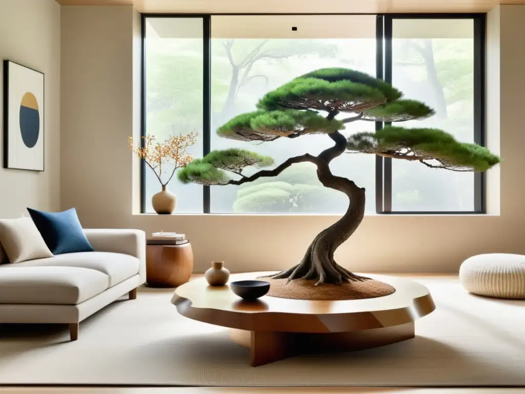 Transforma espacios con Feng Shui: Sala de estar minimalista y armoniosa, con decoración cuidadosamente seleccionada y luz natural