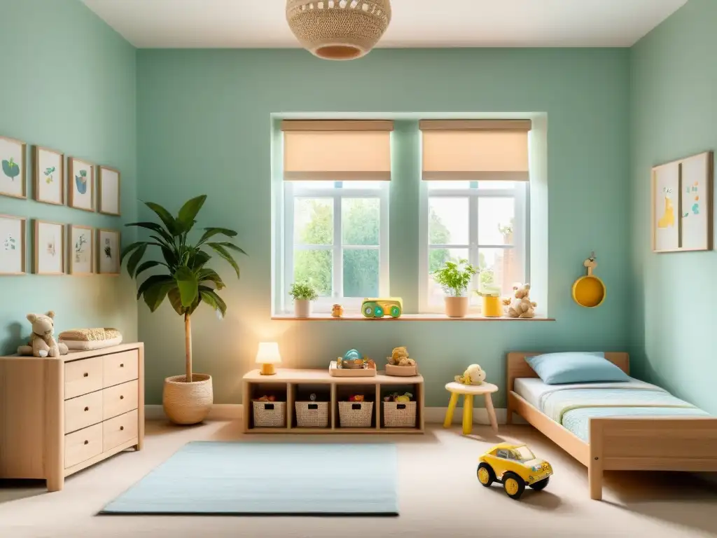 Espaciosa habitación infantil con decoración armoniosa y Feng Shui en habitaciones infantiles