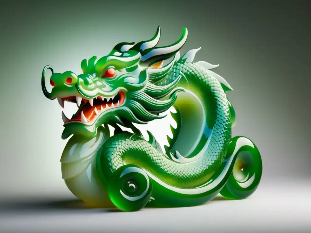 Estatua de dragón chino de jade, simbolismo y elegancia para el hogar según el Feng Shui