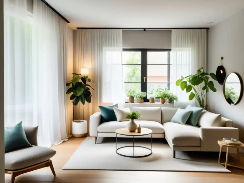 Estudio minimalista: armonía y tranquilidad en espacios pequeños Estudio minimalista con Feng Shui para apartamentos pequeños: armonía y equilibrio en colores y decoración, con luz natural y plantas