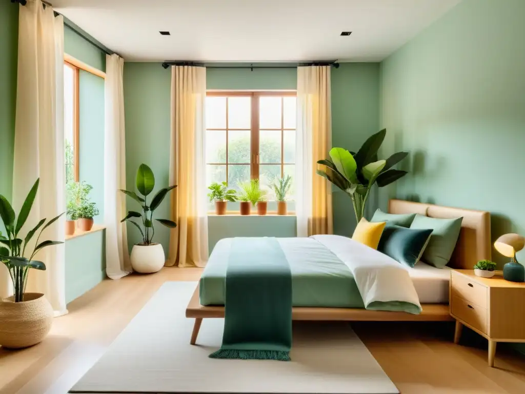 Una habitación infantil serena y minimalista con plantas según el Feng Shui