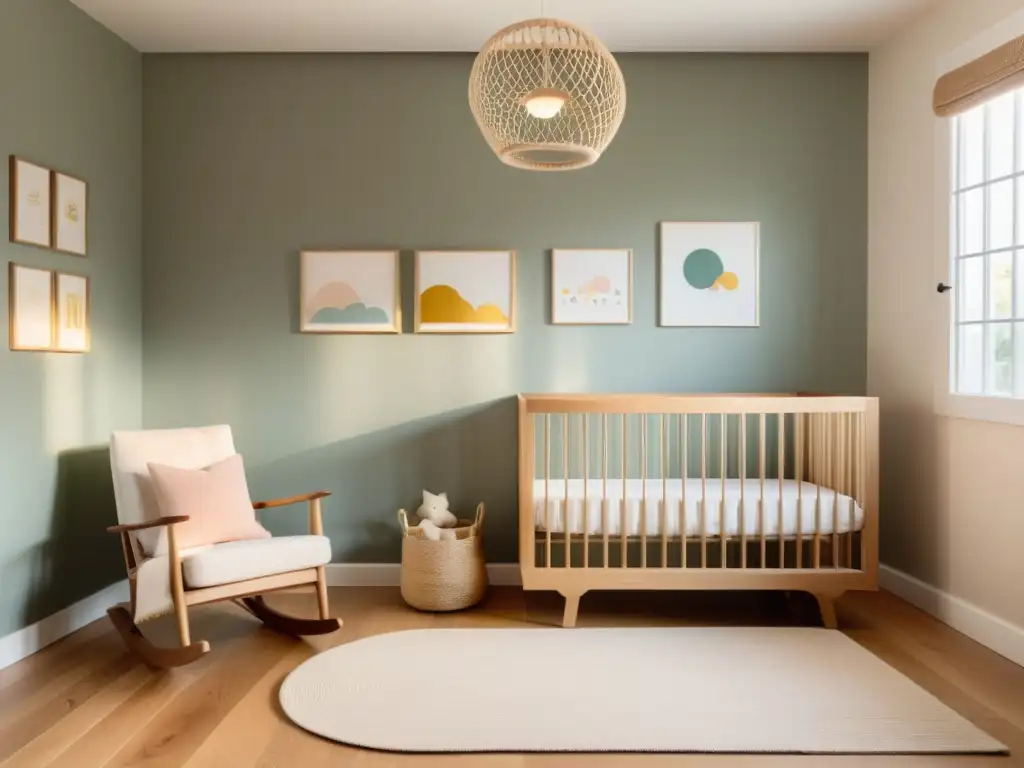 Una habitación infantil serena y minimalista con materiales conscientes para habitación infantil