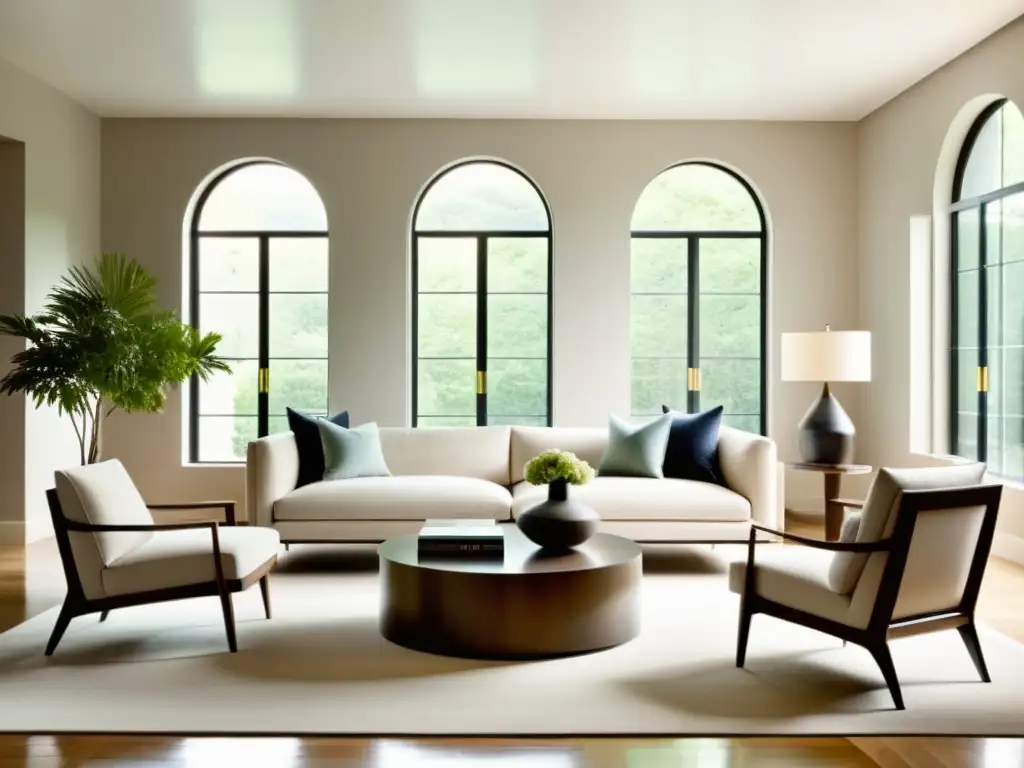 Salón minimalista con armonía y luz natural Armonización del hogar con Feng Shui: Sala de estar minimalista con equilibrio, luz natural y tranquilidad