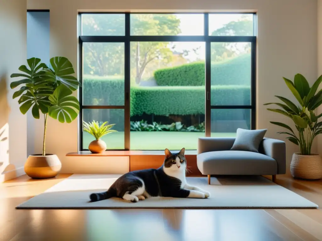 Un hogar tranquilo y equilibrado con mascotas en una atmósfera Feng Shui para mascotas en casa