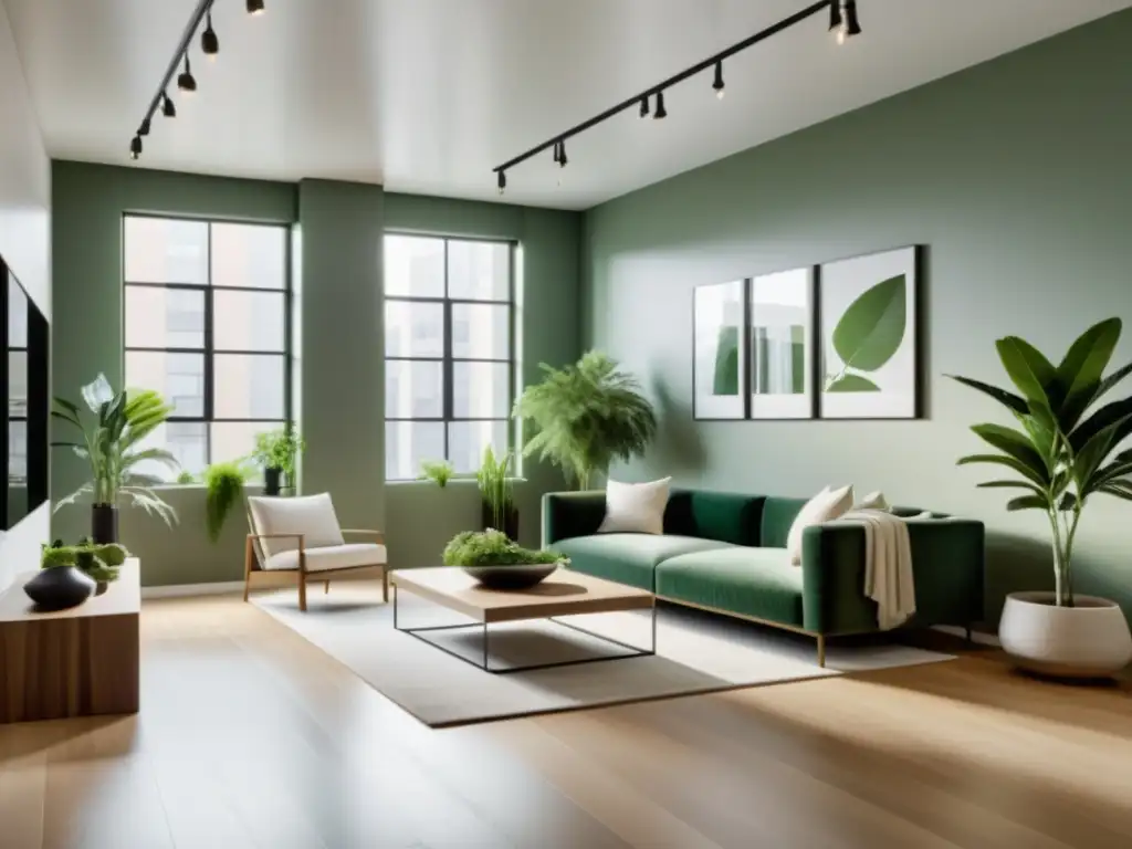 Feng Shui para hogar urbano: Apartamento urbano moderno con líneas limpias, muebles minimalistas y plantas para armonía y tranquilidad