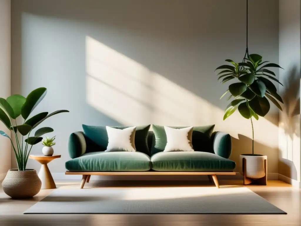 Serenidad Feng Shui: Sala equilibrada y armoniosa Imagen de un espacio sereno con muebles armoniosos y decoración en línea con los principios del Feng Shui, inspirando talleres feng shui armonía hogar