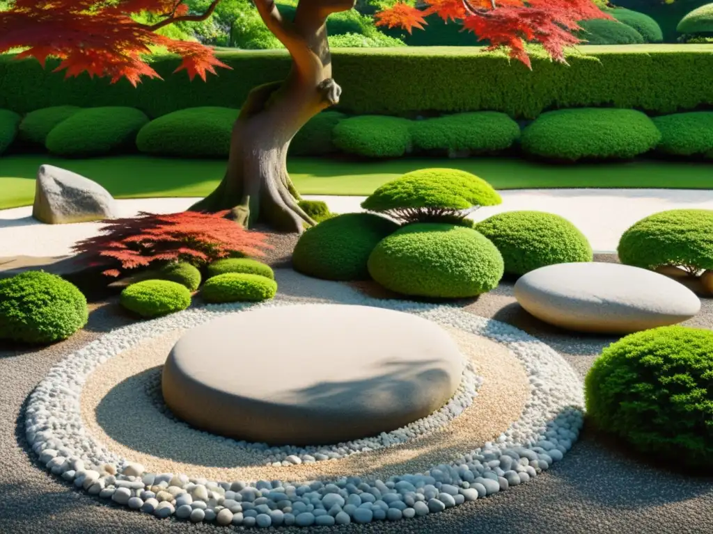 Imagen 8k de jardín japonés sereno con rocas y armonización hogar elementos jardín Feng Shui