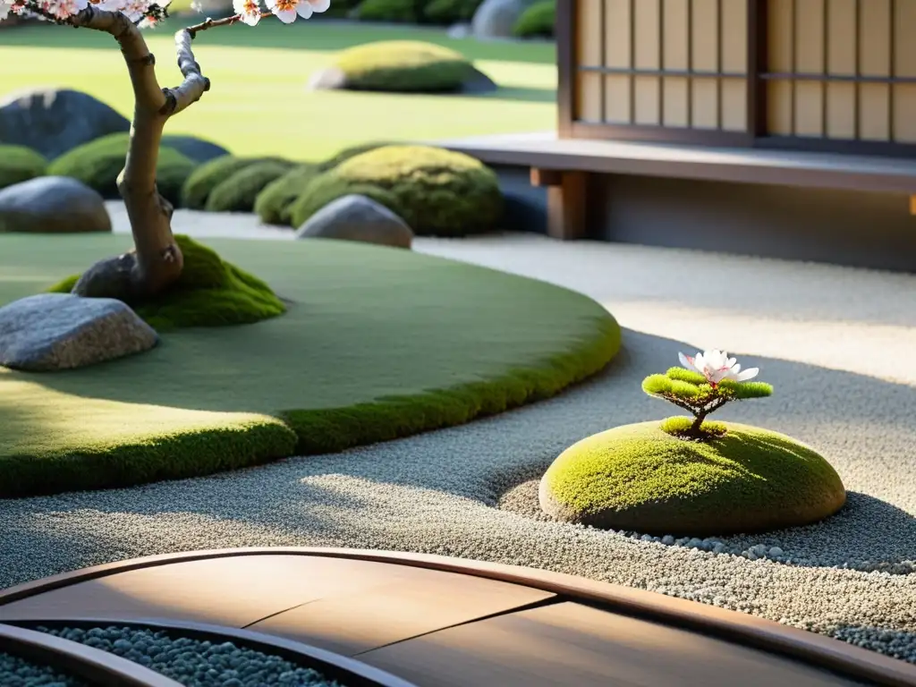 Jardín Zen japonés con fases lunares, Feng Shui y serenidad