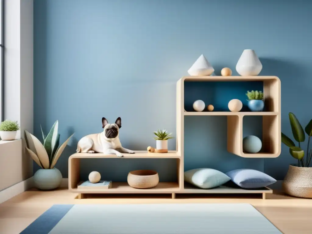 Un rincón de juegos para mascotas con diseño minimalista y armonía Feng Shui