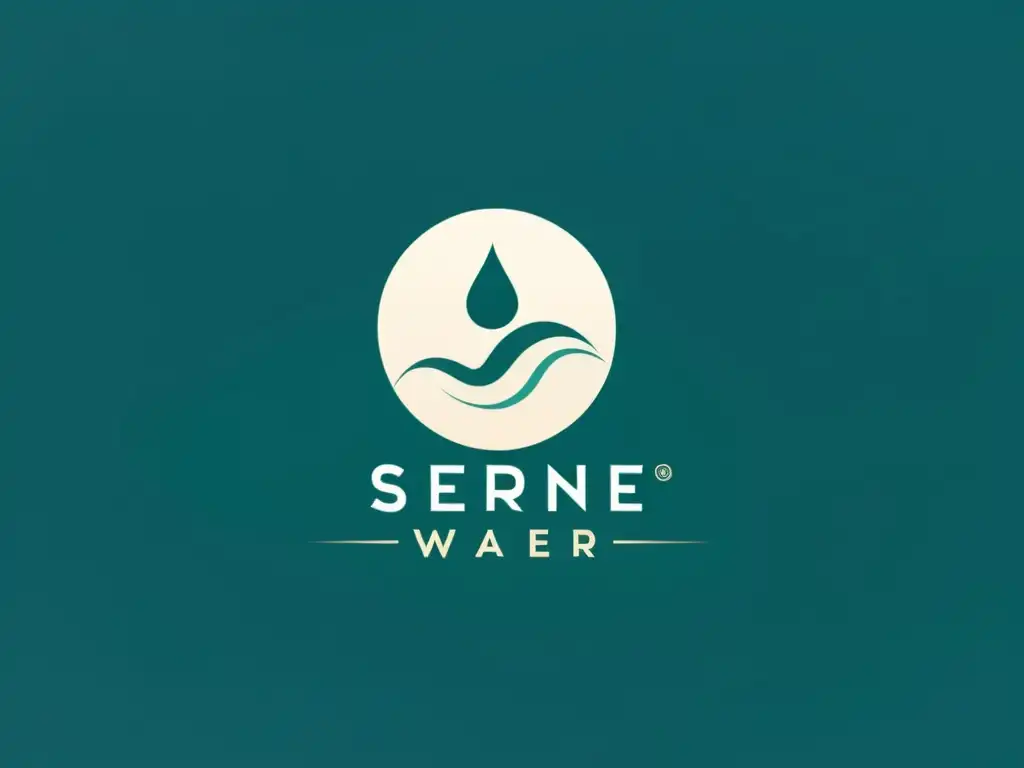 Logotipo sereno con elementos de agua, equilibrio cromático armonioso y tipografía moderna