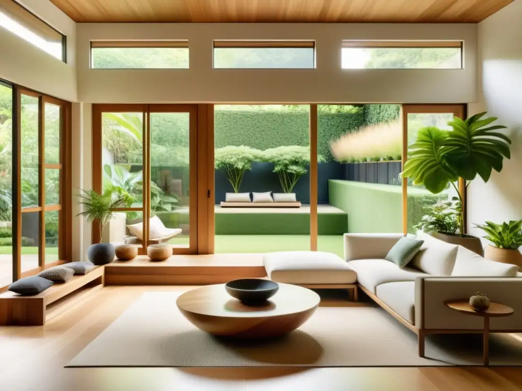 Serenidad en el salón: equilibrio y armonía con Feng Shui Salón armonioso según Feng Shui, con luz natural y elementos equilibrados