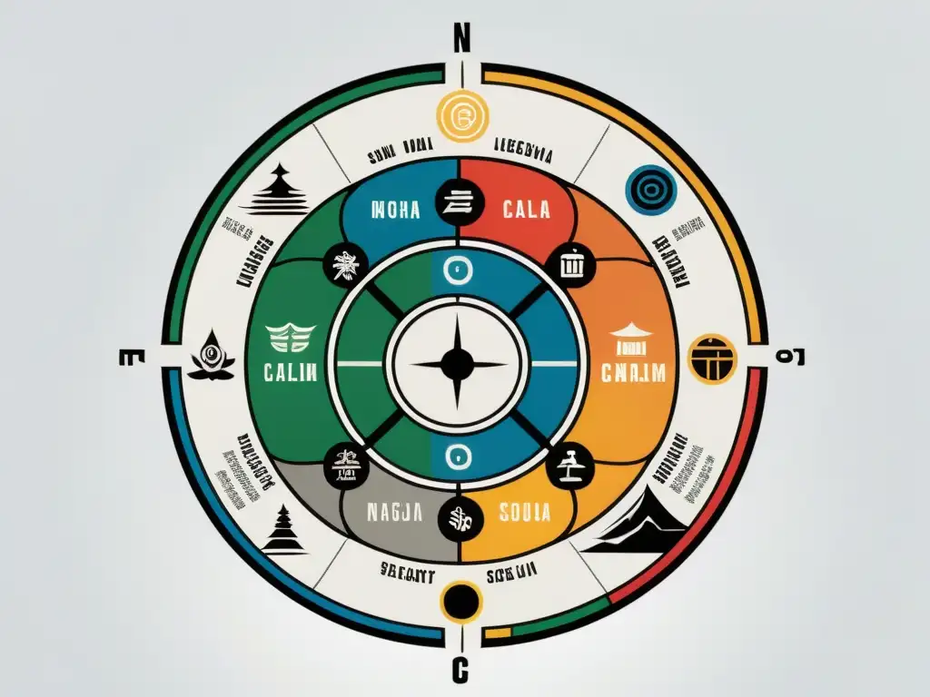 Un mapa Bagua para energías positivas en un fondo blanco, emanando armonía y tranquilidad