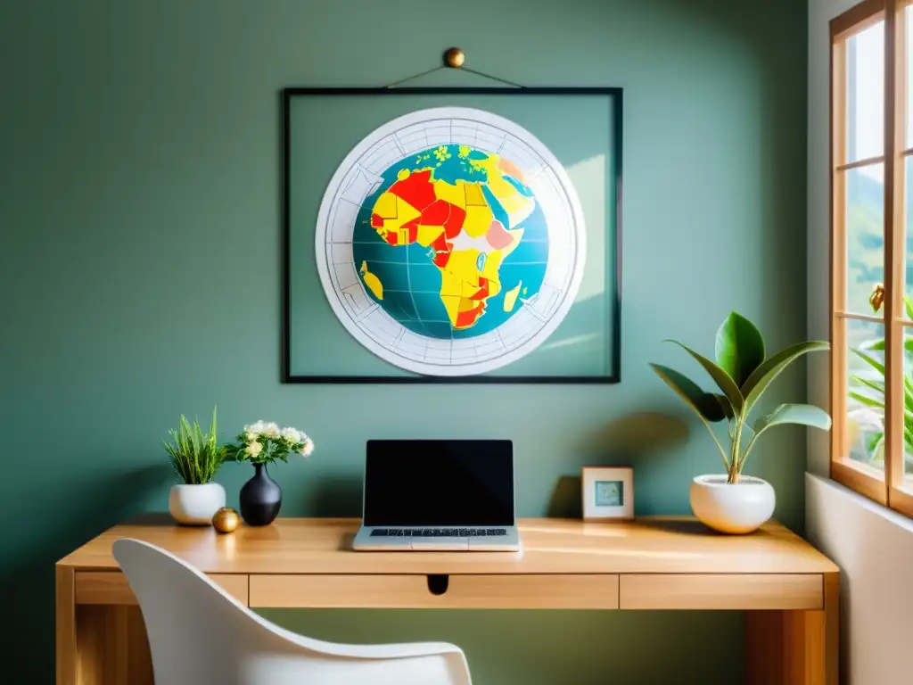 Mapa Bagua para energías positivas en sala minimalista con luz natural y decoración serena