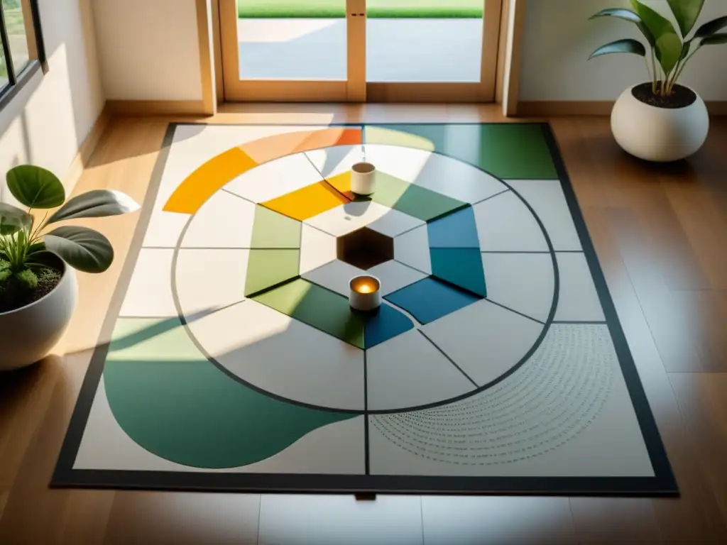 Un mapa Bagua Feng Shui equilibra el hogar con colores y decoración serena