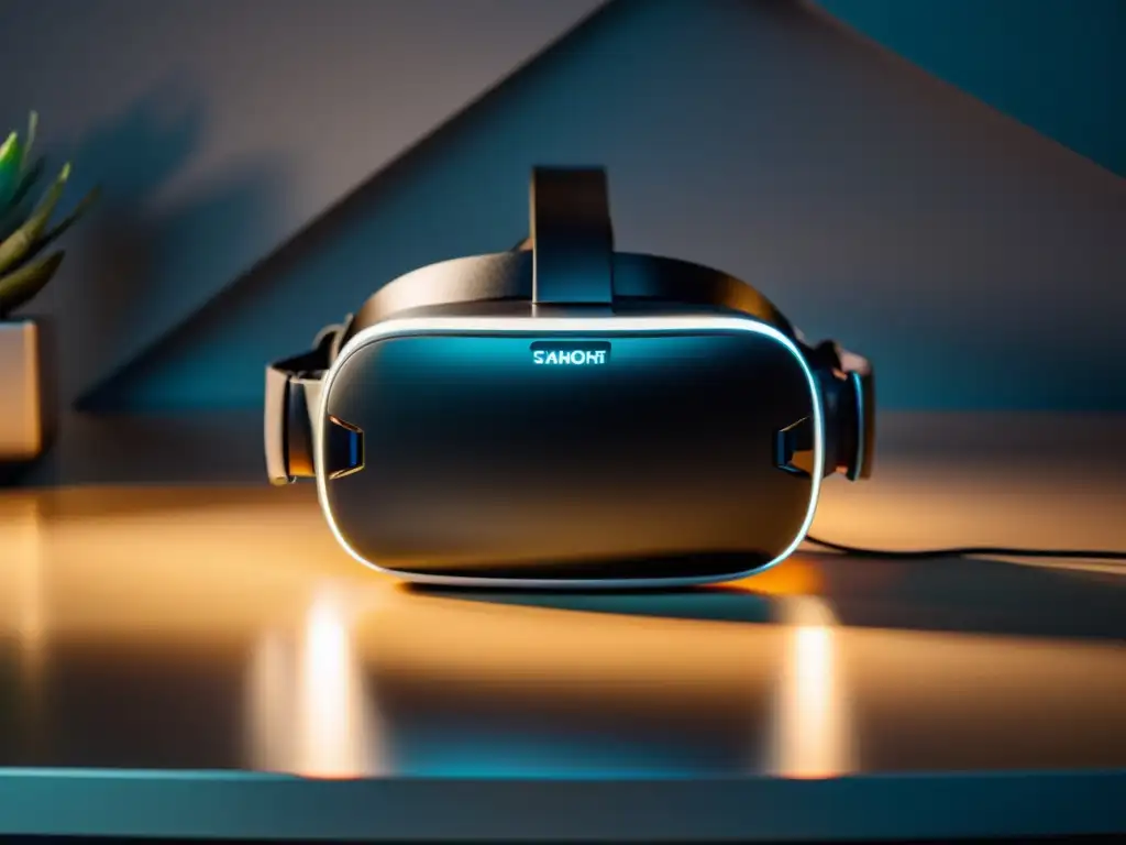 Headset de Realidad Virtual: Armonía Tecnológica Una moderna realidad virtual en un entorno de Feng Shui hogareño