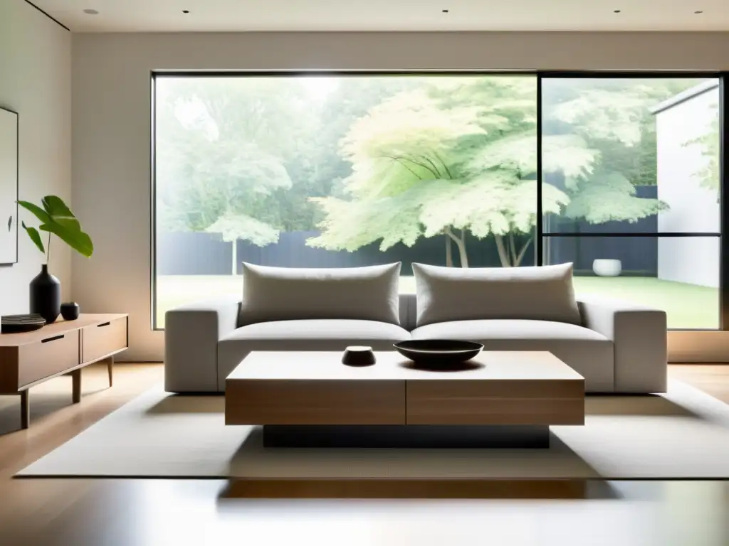 Muebles para Feng Shui Minimalista: Sala de estar minimalista con muebles modernos y líneas geométricas, bañada en luz natural