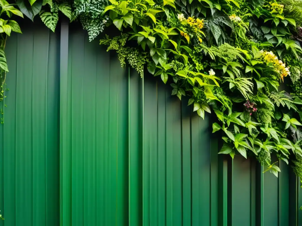 'Un muro verde exuberante y vibrante con plantas atracción abundancia jardín vertical, reflejando serenidad y vitalidad