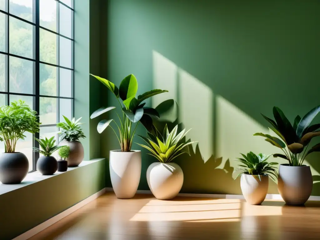 Un oasis de paz y armonía en el hogar con plantas cuidadosamente colocadas según los principios del Feng Shui