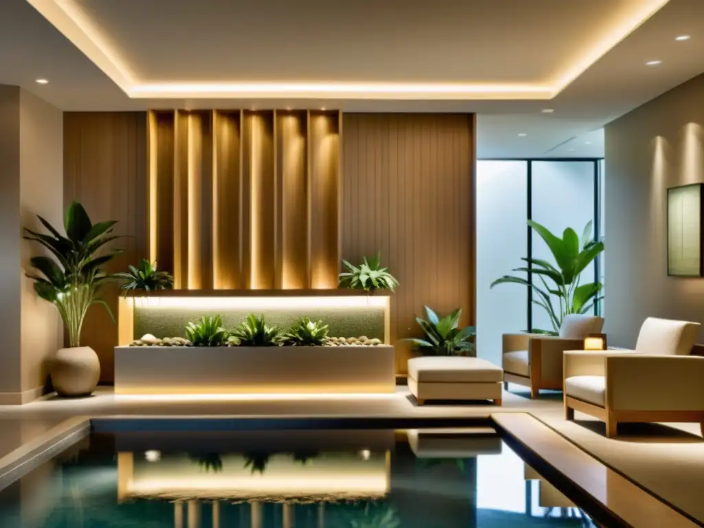 Un oasis de tranquilidad en un hotel spa, decorado con elementos de Feng Shui para hotel spa