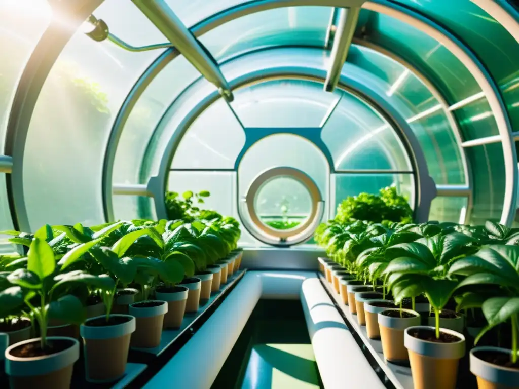 Un oasis verde en la estación espacial futurista: plantas purificadoras para armonía exterior