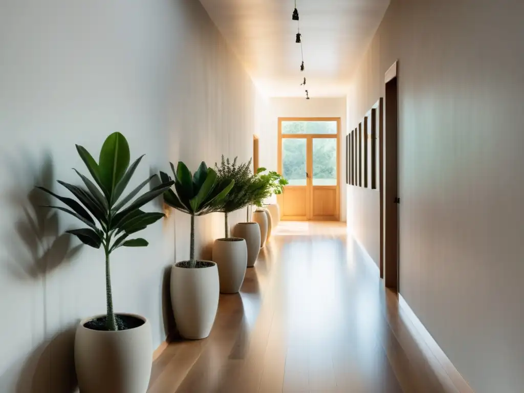 Un pasillo minimalista con luz natural y energía positiva, ideal para el Feng Shui pasillos corredores energía