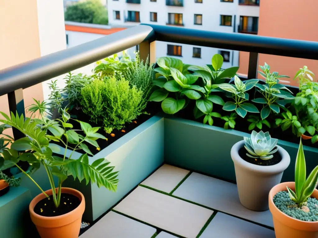 Jardín urbano armonioso con Feng Shui Pequeño jardín urbano con Feng Shui para huerto urbano, armonía de plantas y tranquilidad