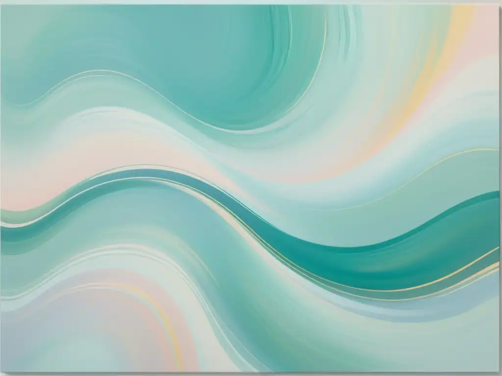 Una pintura abstracta grande con colores pastel y pinceladas suaves y fluidas