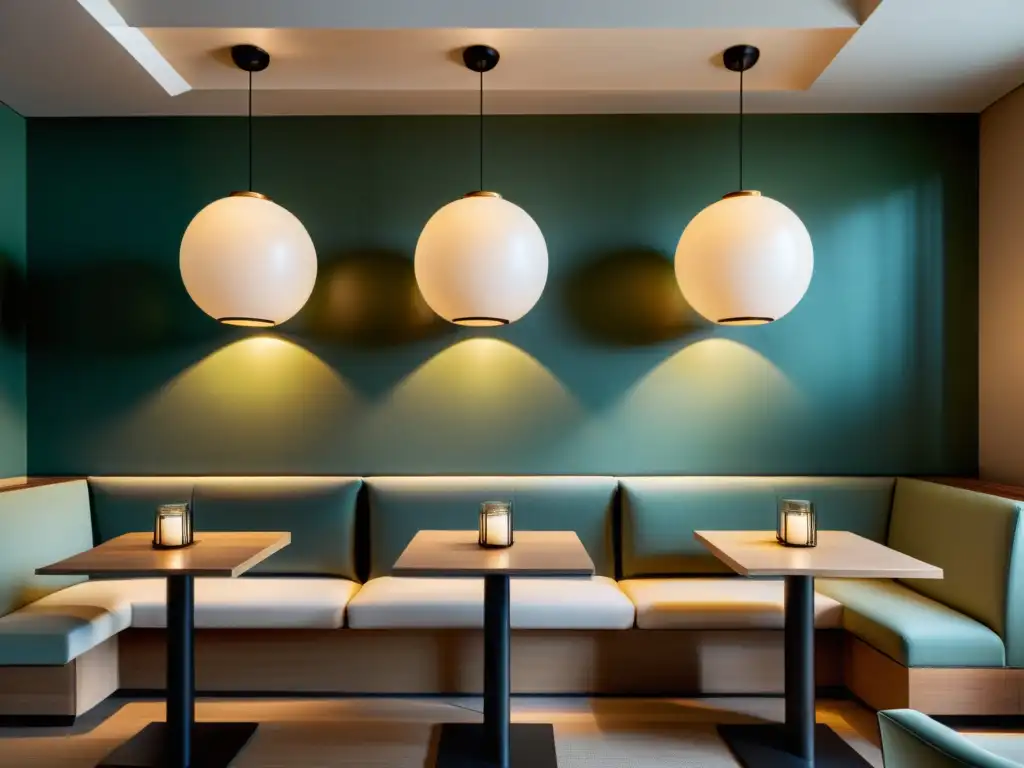 Un restaurante con diseño Feng Shui para atraer clientes, con mobiliario armonioso, iluminación serena y atmósfera tranquila