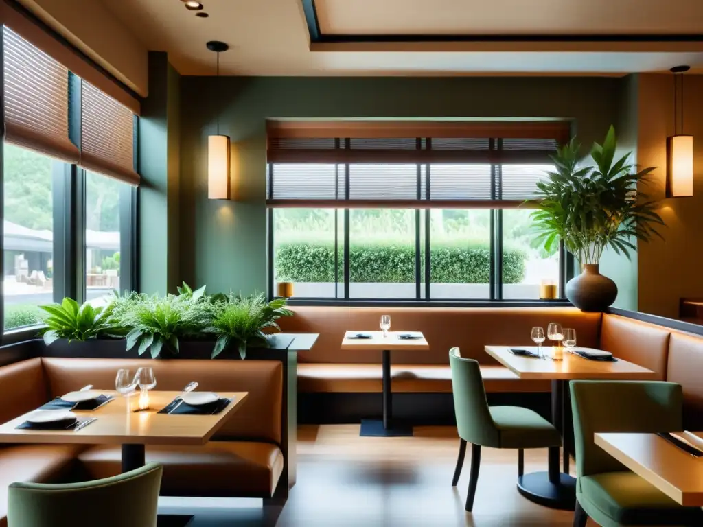 Un restaurante sereno y elegante con elementos de Feng Shui para armonía culinaria