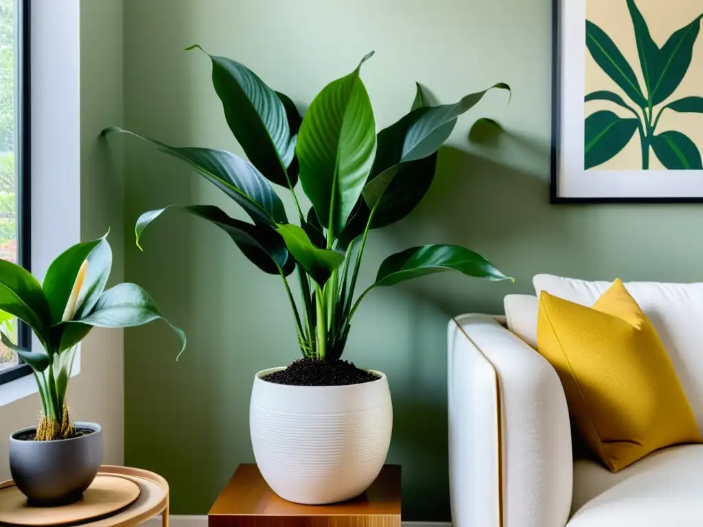 Un rincón sereno con plantas de interior para Feng Shui, iluminado y armonioso, ideal para relajarse