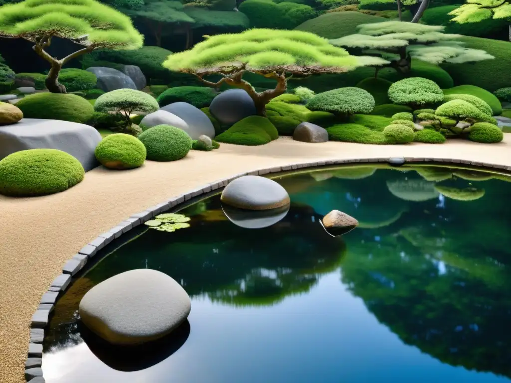 Un jardín de rocas japonés armonioso y sereno, con Feng Shui para niños creativos, equilibrio y tranquilidad