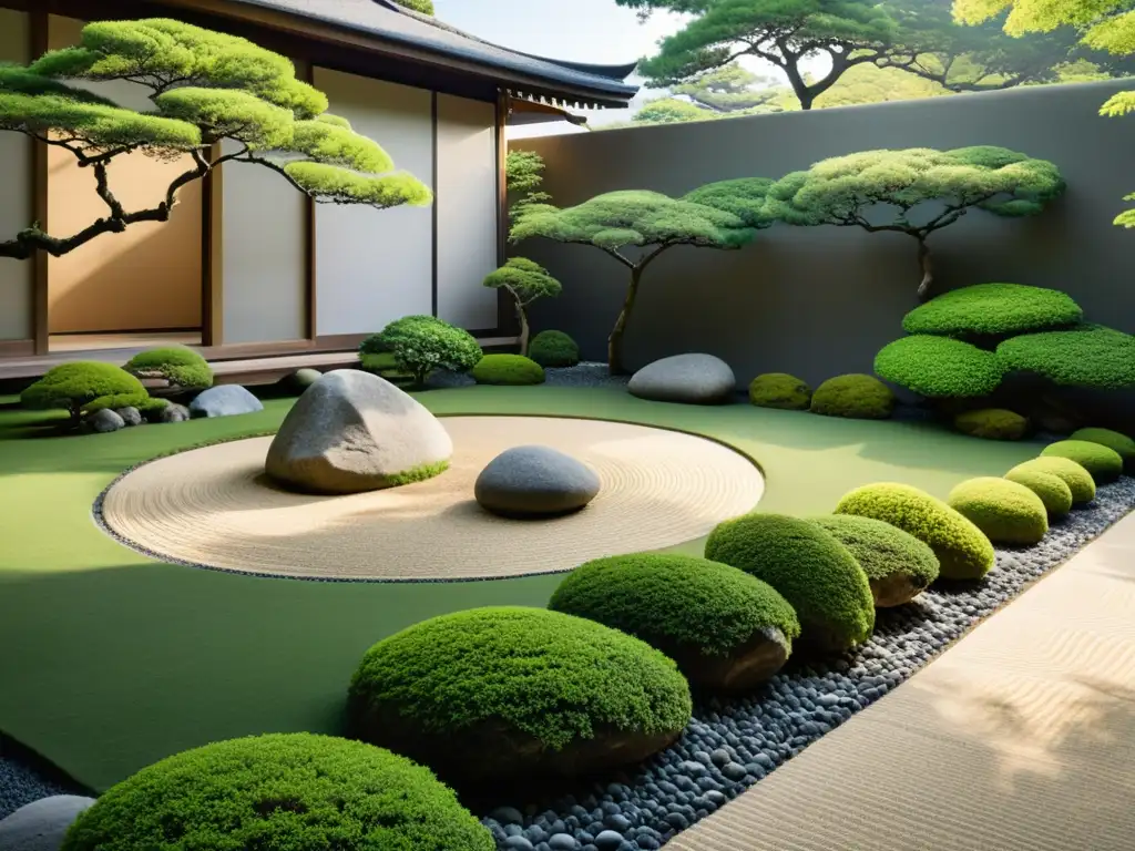 Jardín de rocas japonés, armonioso y tranquilo con Feng Shui para Prosperidad